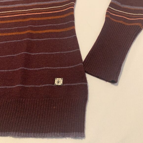 Smartwool Ethno Graphic Crew Neck Sweater Purple Print Striped Wool - Women's XS - Picture 4 of 11